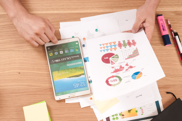 Tax planning with calculator and documents
